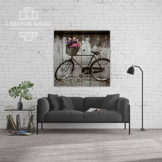Картины в интерьере артикул Велосипеды - Велосипед с букетом, Велосипеды, Creative Wood